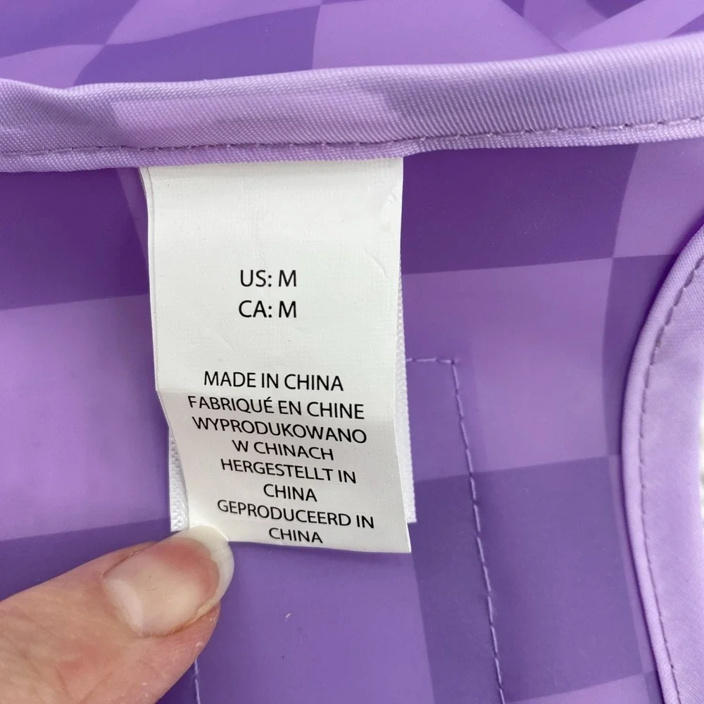 C&C California Dog Rain Coat MEDIUM Purple Checkered Waterproof Hooded Jacket